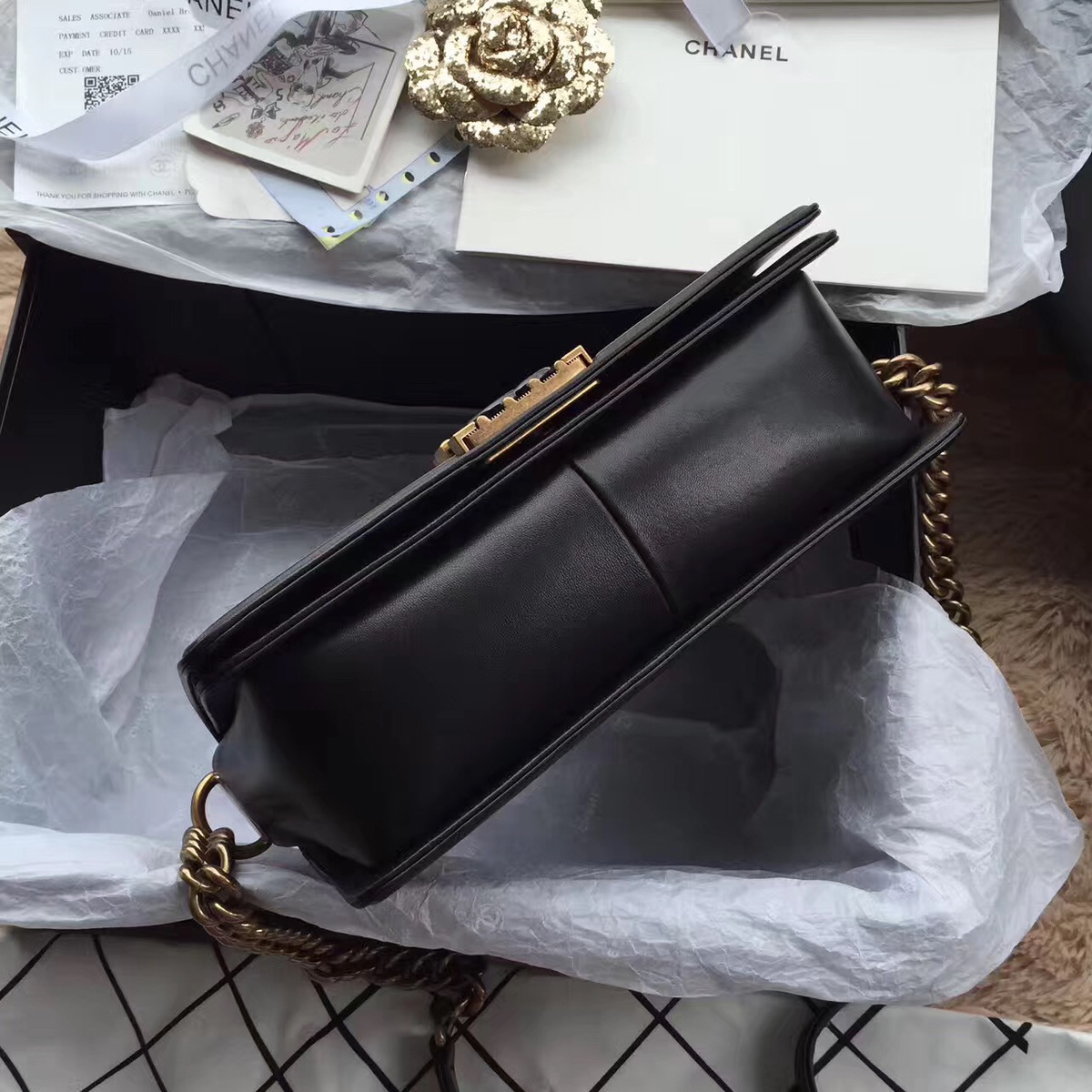 Ch**el Boy Bag with Black 25cm