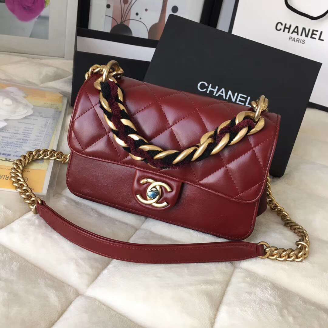 Ch**el Flap purplish red Bag Cosmopolite flaobag 9186590