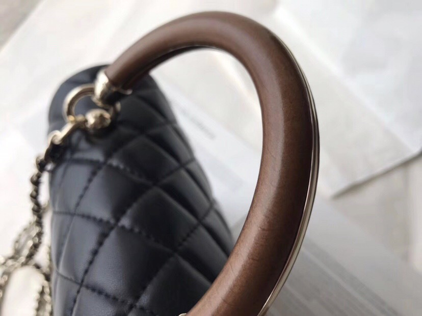 Ch**el Coco Handle Bag Black