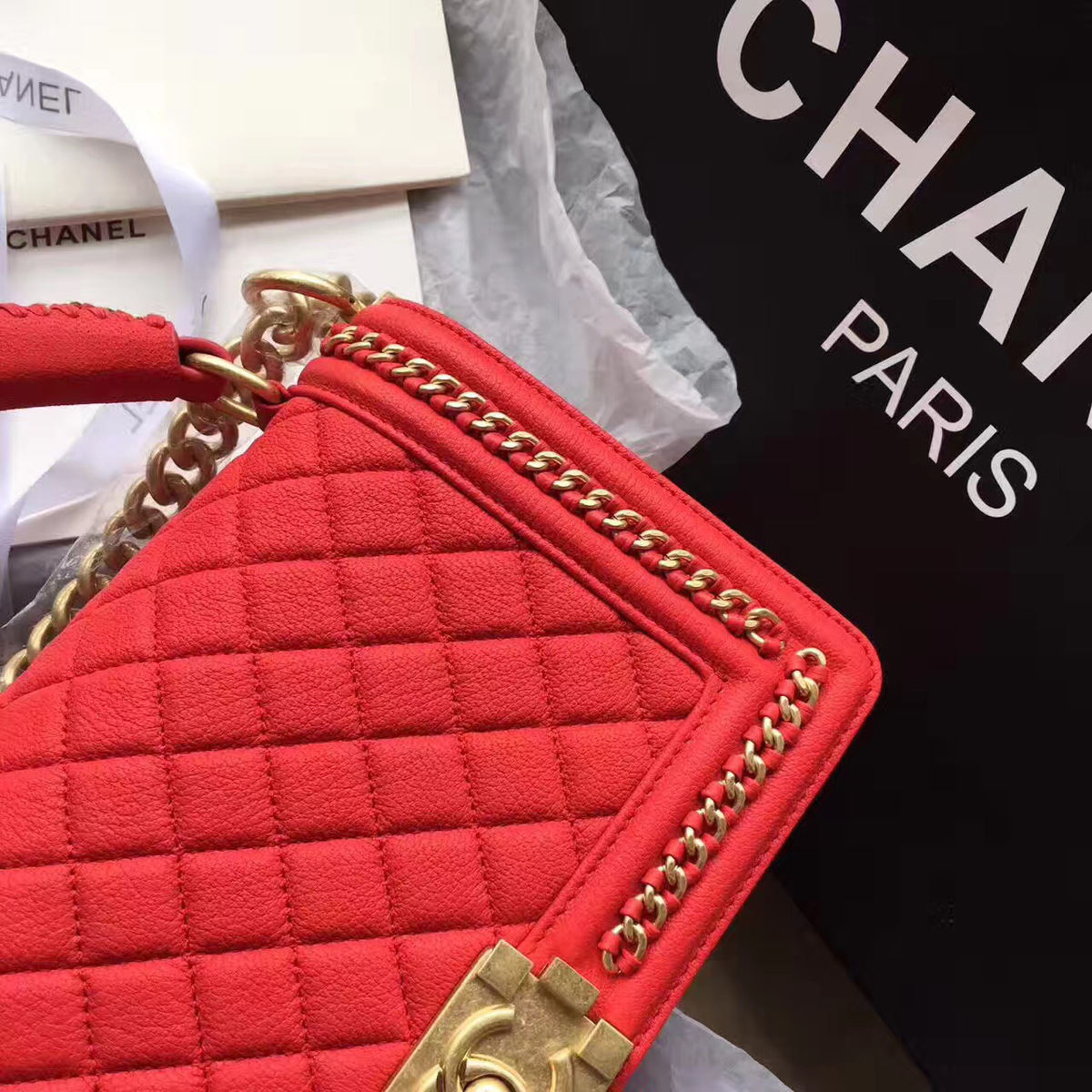 Ch**el Boy Bag Red 25cm