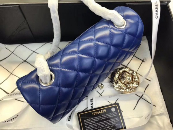 Ch**el Flap Bag Lambskin Blue with Silver Hardware 20CM