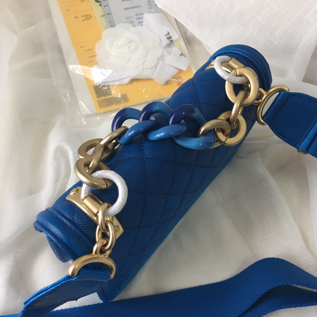 Ch**el Original small Cowskin Flap Bag with Blue