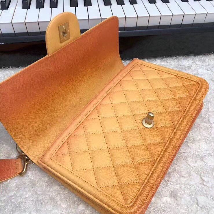 Ch**el Original Large Cowskin Flap Bag with Orange 26cm
