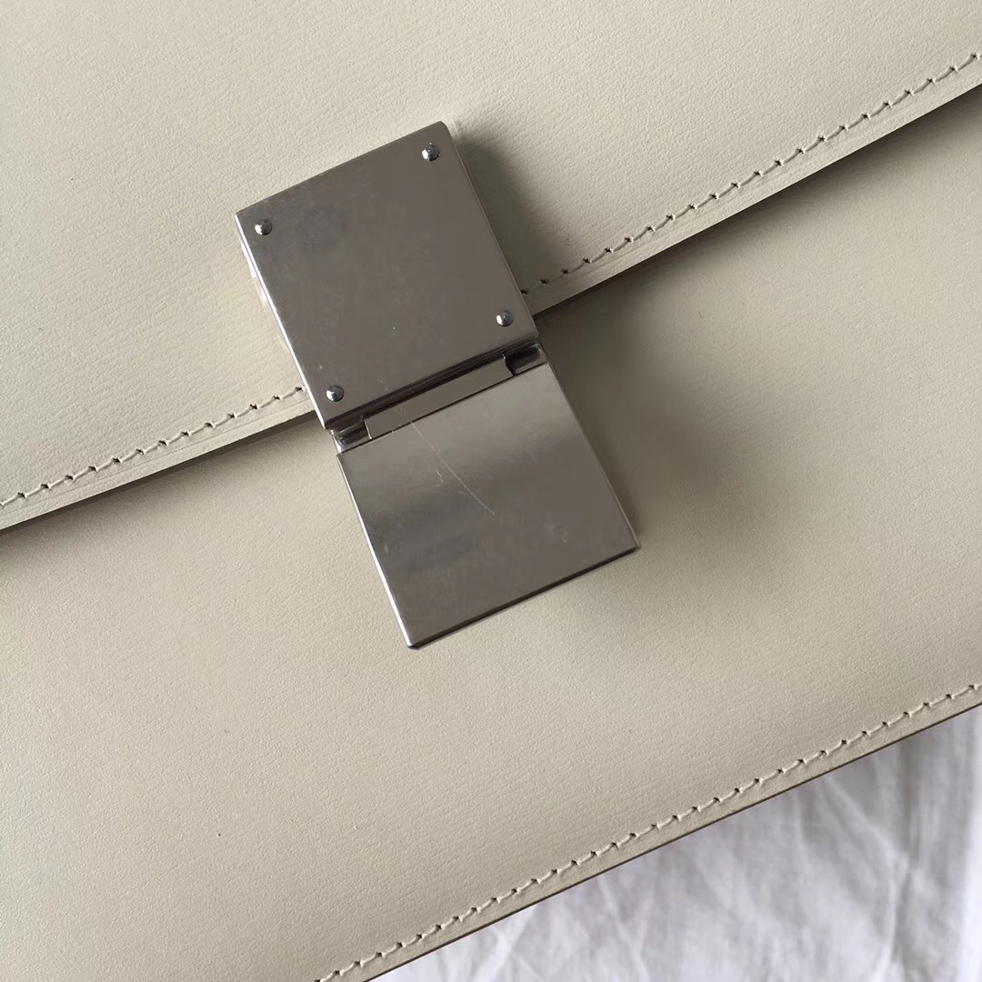 Ce1i*e Classic White Bag in Box Calfskin Smooth Leather 