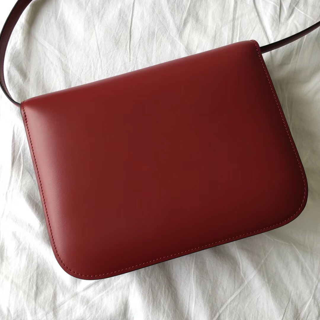 Ce1i*e Classic Red Bag in Box Calfskin Smooth Leather 