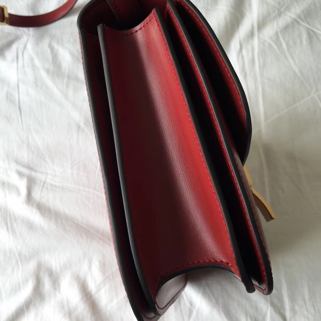 Ce1i*e Classic Red Bag in Box Calfskin Smooth Leather 