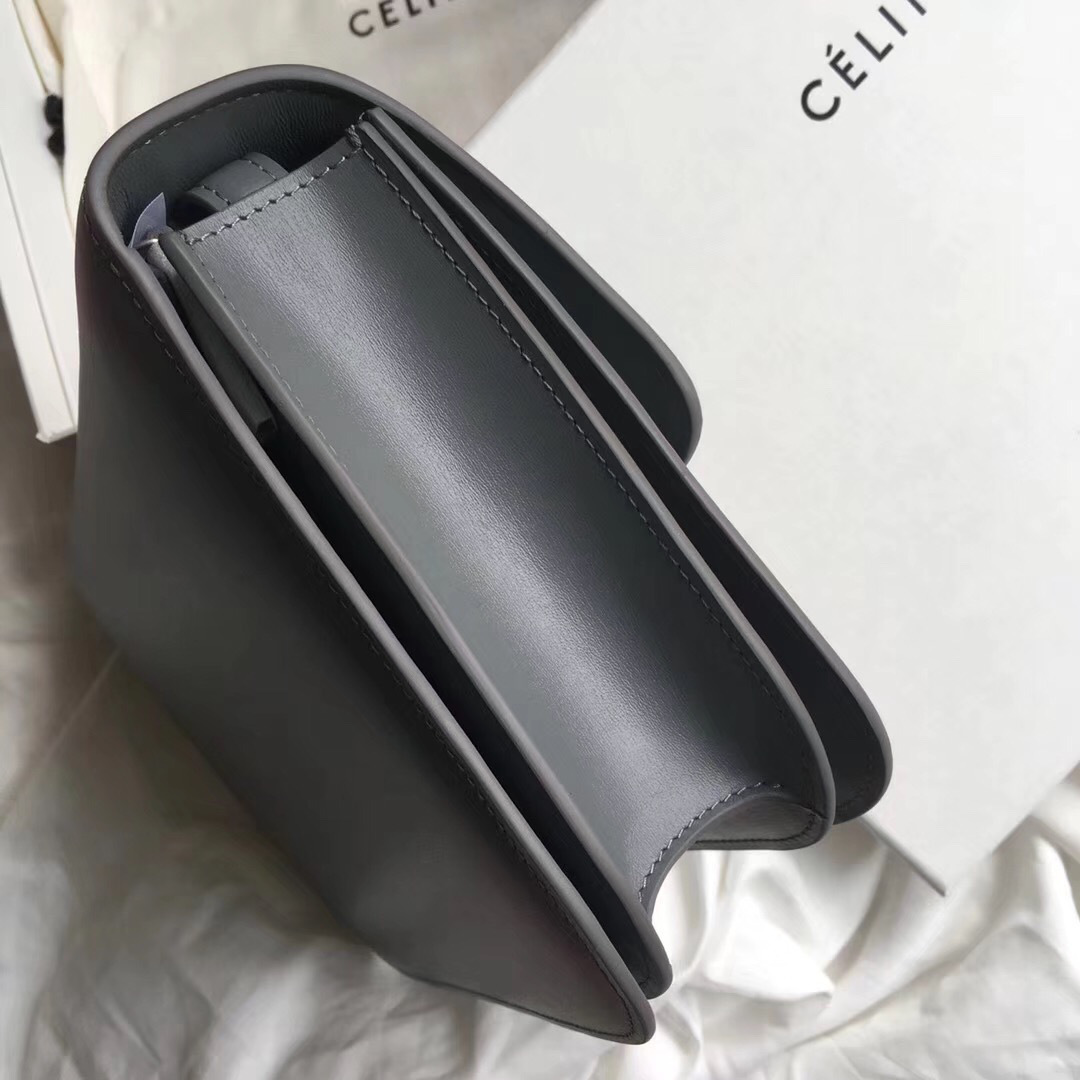 Ce1i*e Classic Gray Bag in Box Calfskin Smooth Leather