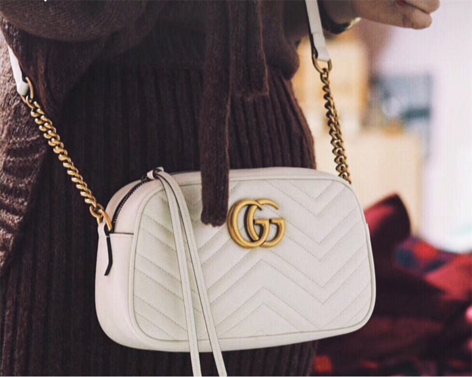 Gvc*1 Marmont small matelassé shoulder White bag 447632