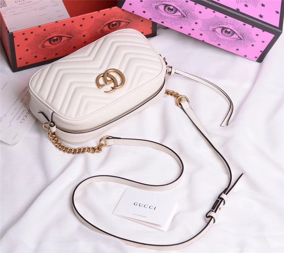 Gvc*1 Marmont small matelassé shoulder White bag 447632