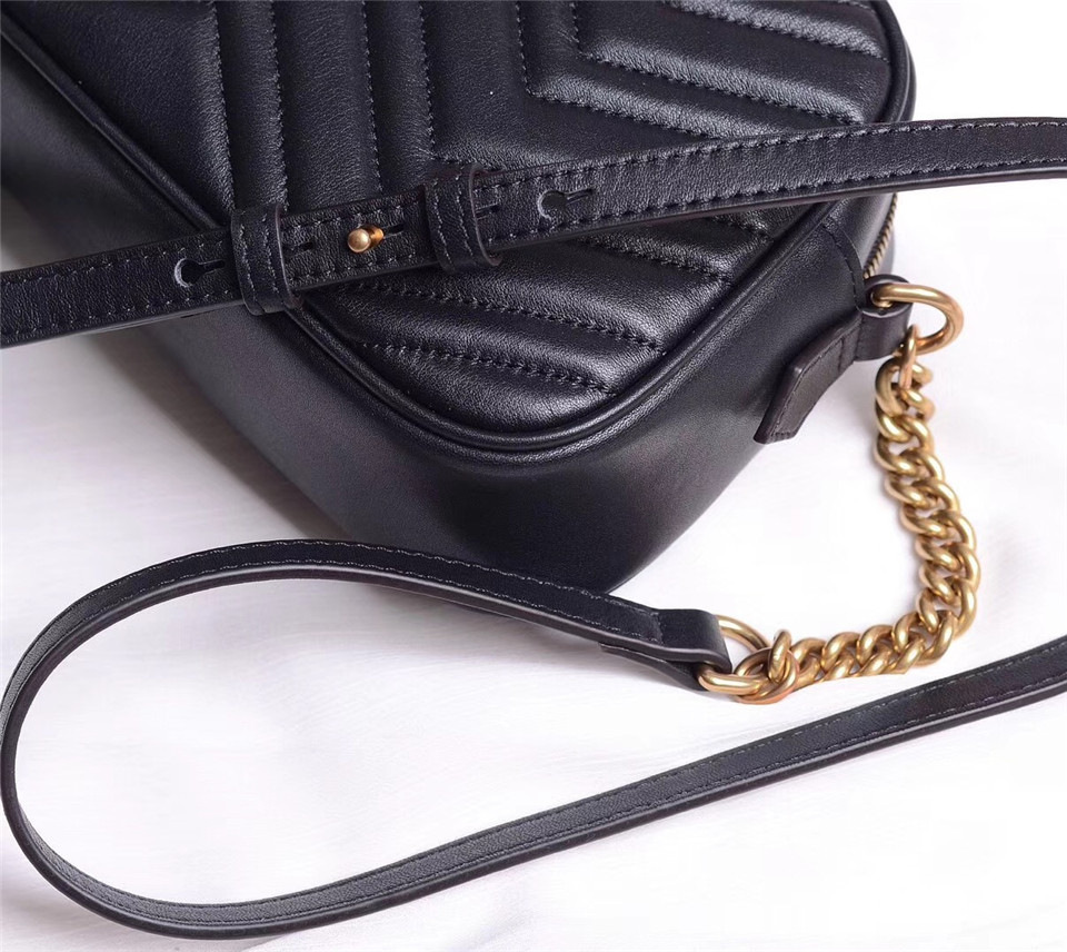 Gvc*1 Marmont small matelassé shoulder Black bag