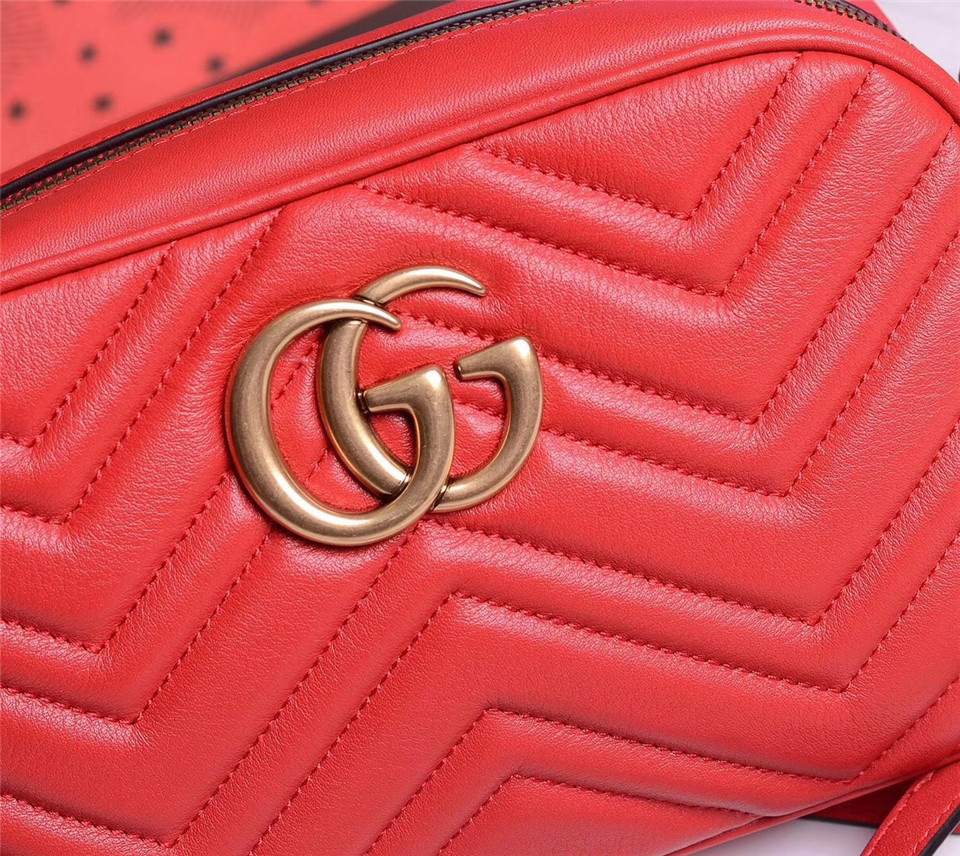 Gvc*1 Marmont small matelassé shoulder Red bag