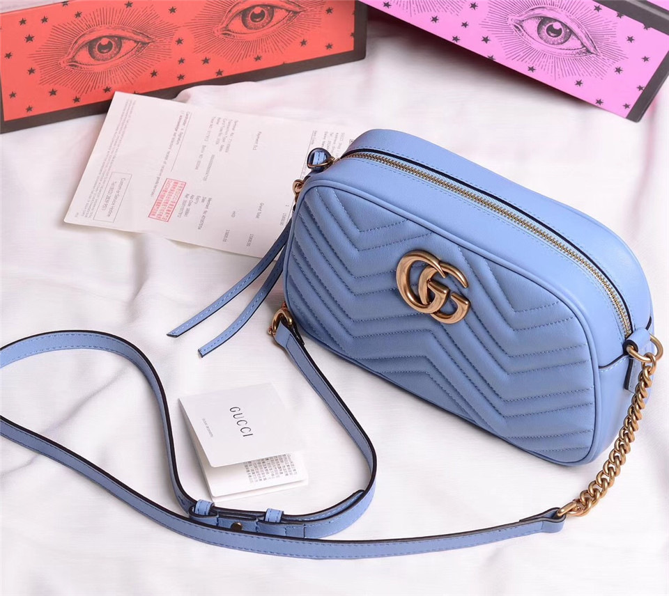 Gvc*1 Marmont small matelassé shoulder Blue bag