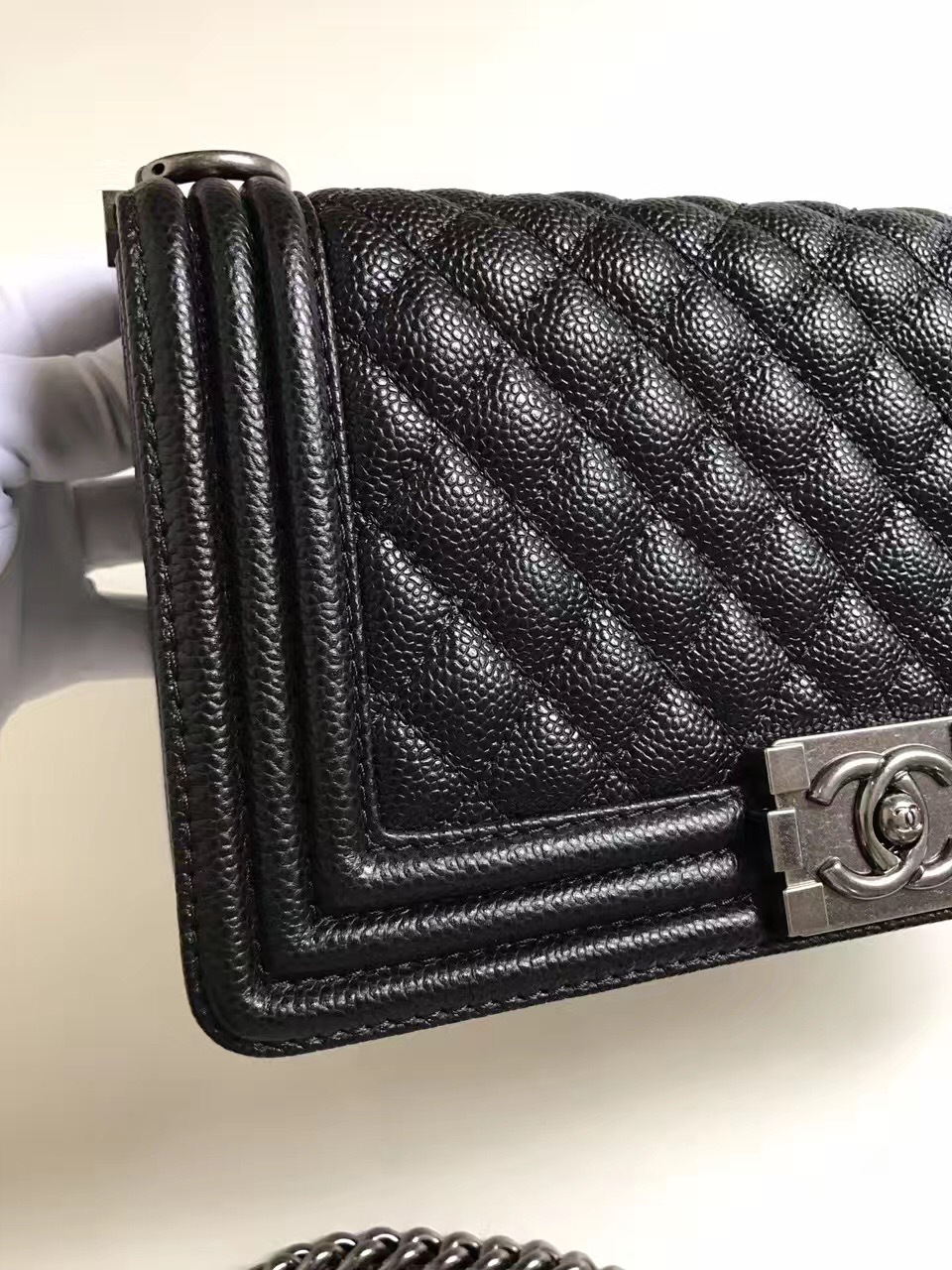 Ch**el Leboy bag cowskin in Black with silver hardware
