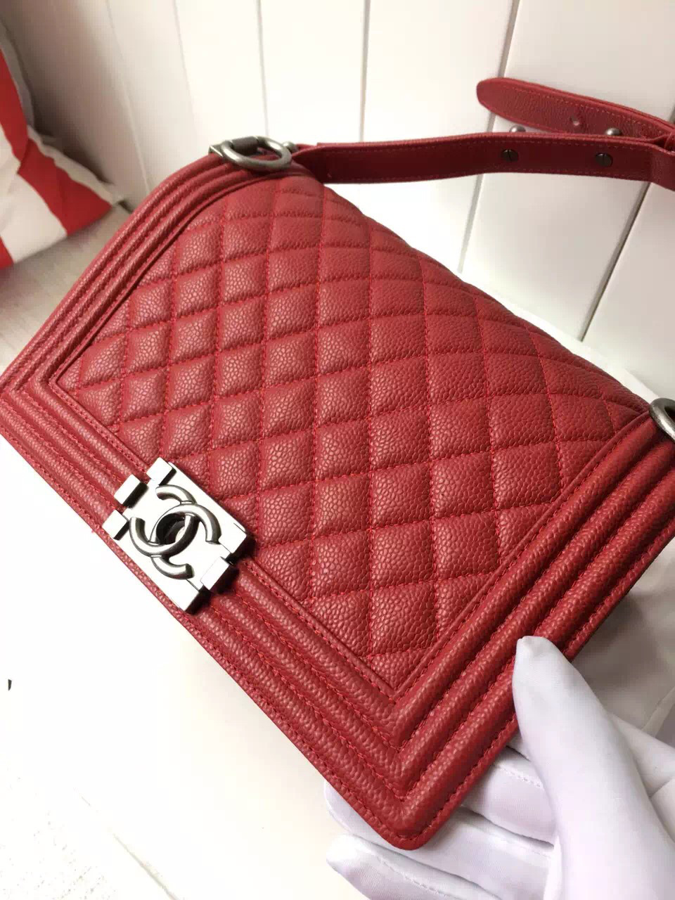 Ch**el Leboy bag cowskin in Red with silver hardware