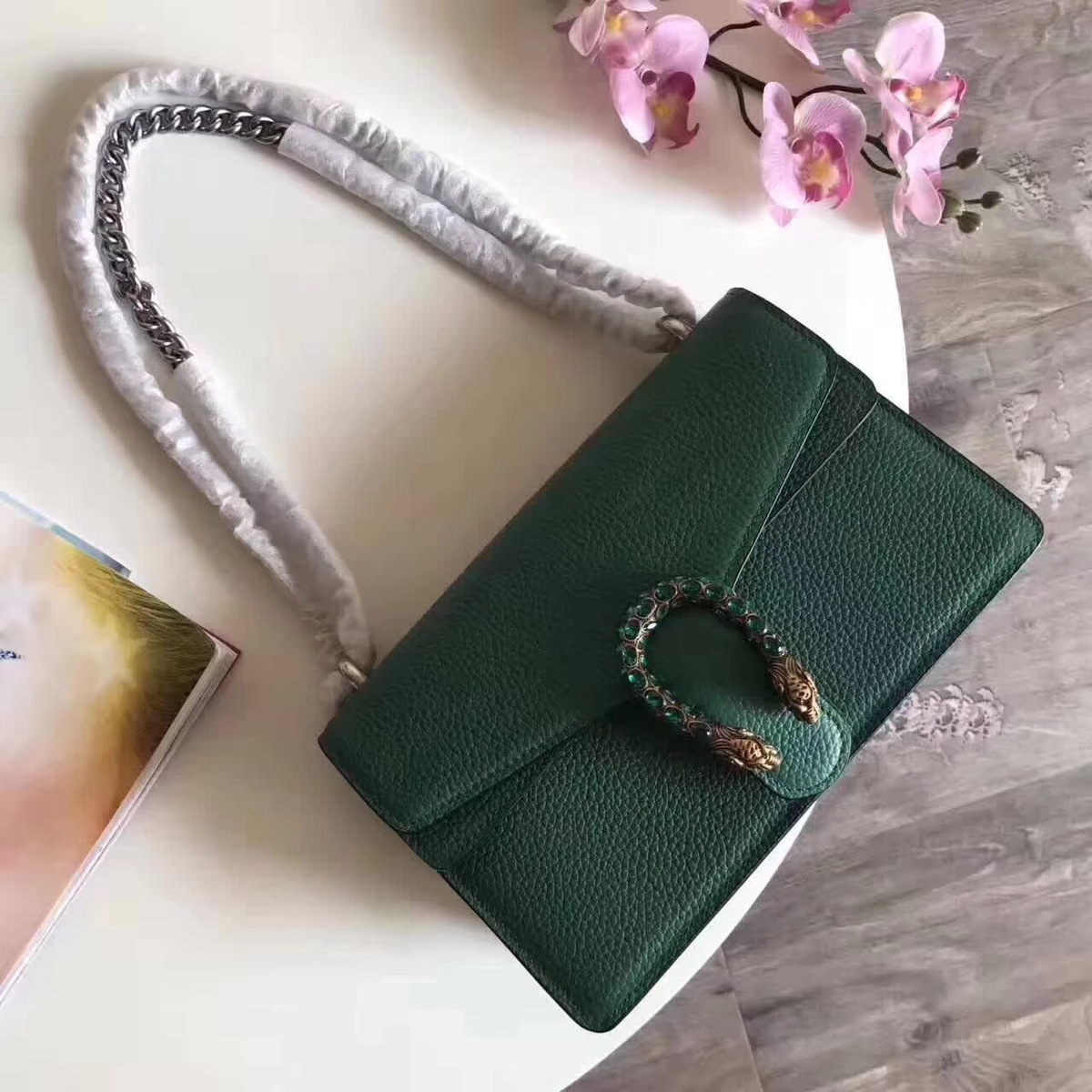 Gvc*1 Dionysus Blooms Medium Bag In Green 400249