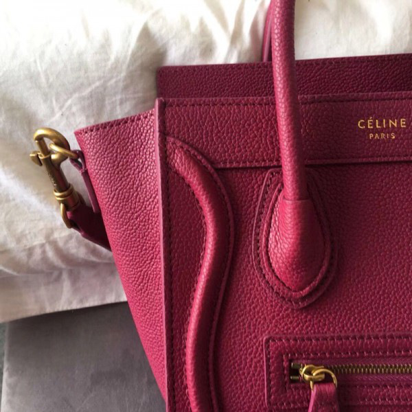 Ce1i*e Micro Luggage Calfskin Handbag in Rose Red