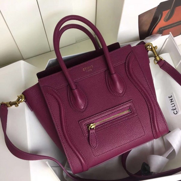 Ce1i*e Micro Luggage Calfskin Handbag in Rose Red