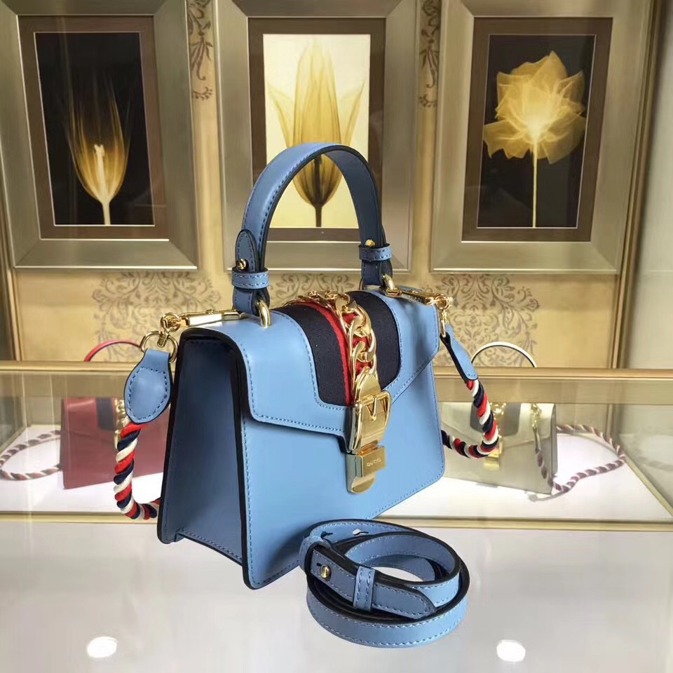 Gvc*1 Sylvie leather mini bag in Light Blue 470270