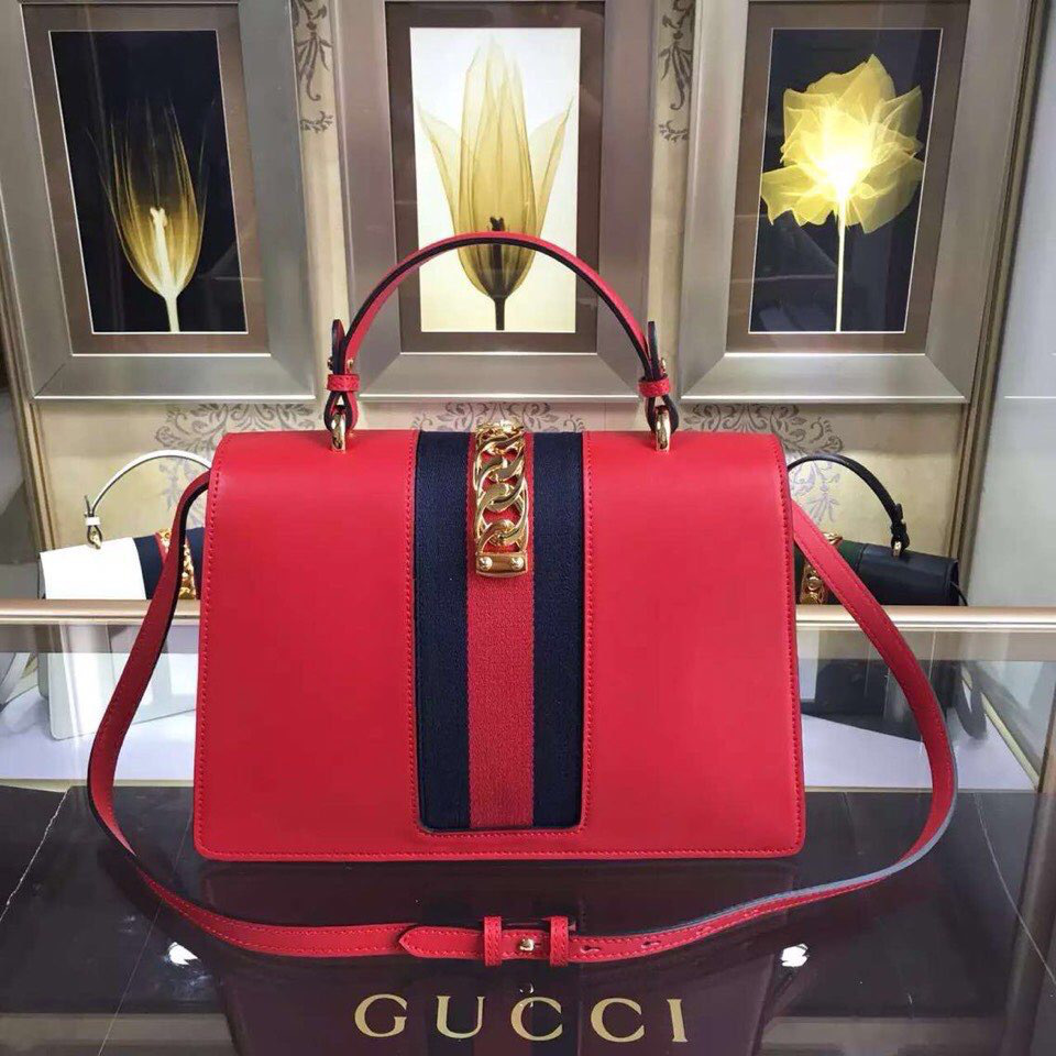 Gvc*1 Sylvie medium top handle bag in Red leather 431665