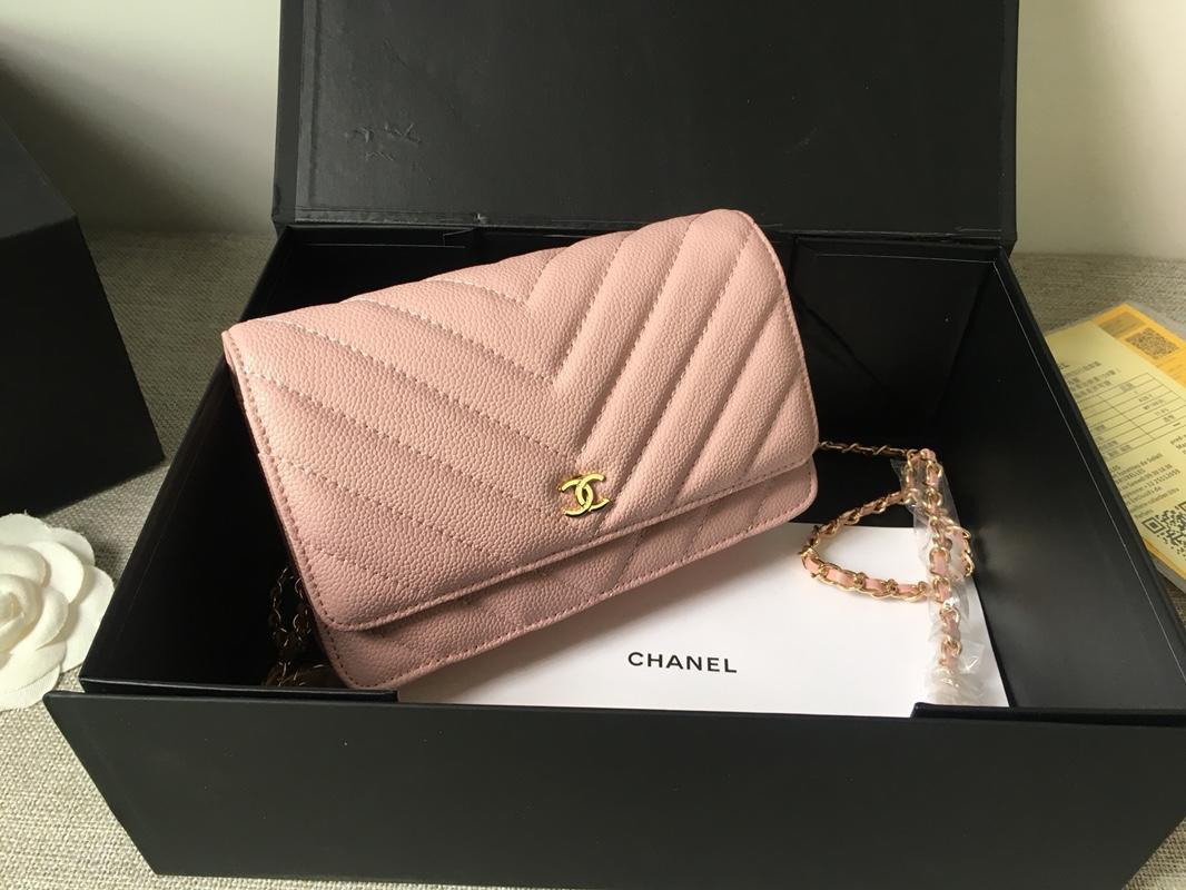 Ch**el Flap Bag Calfskin Leather Pink with Gold Hardware