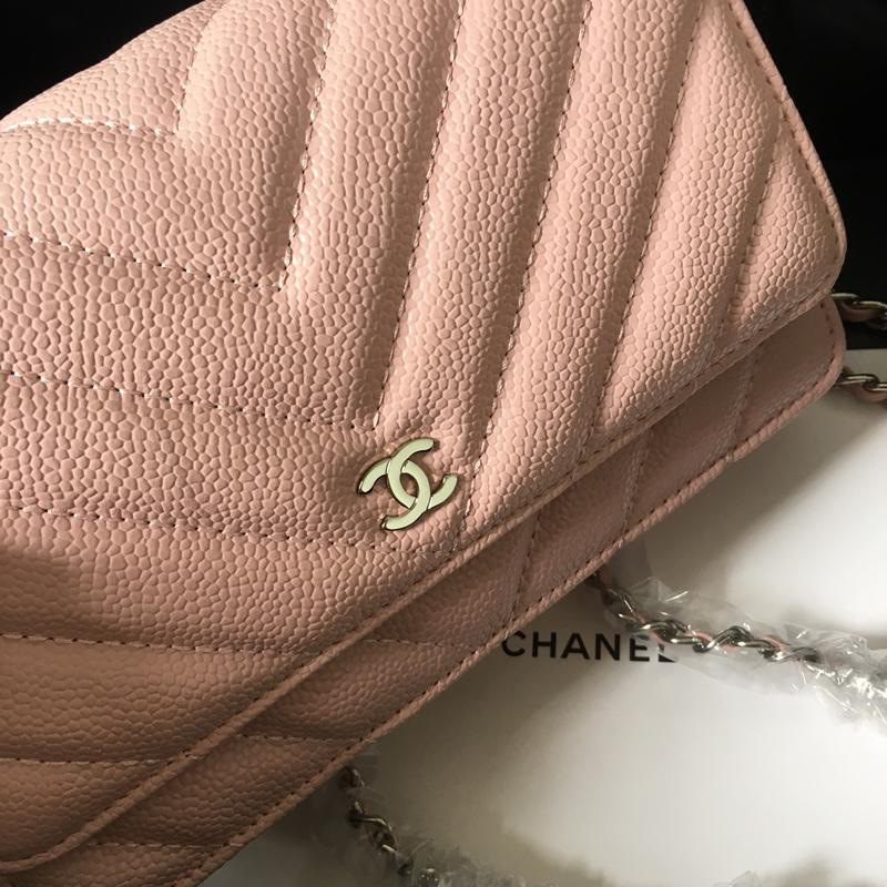 Ch**el Flap Bag Calfskin Leather Pink with Silver Hardware