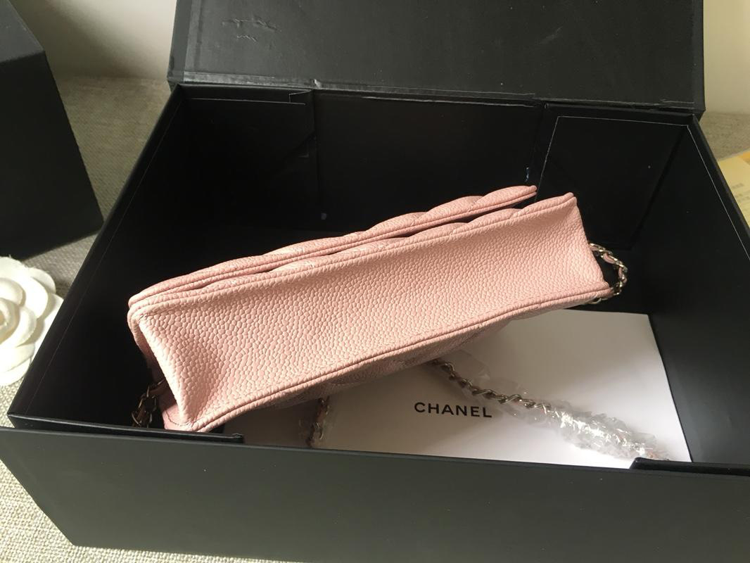Ch**el Flap Bag Calfskin Leather Pink with Silver Hardware