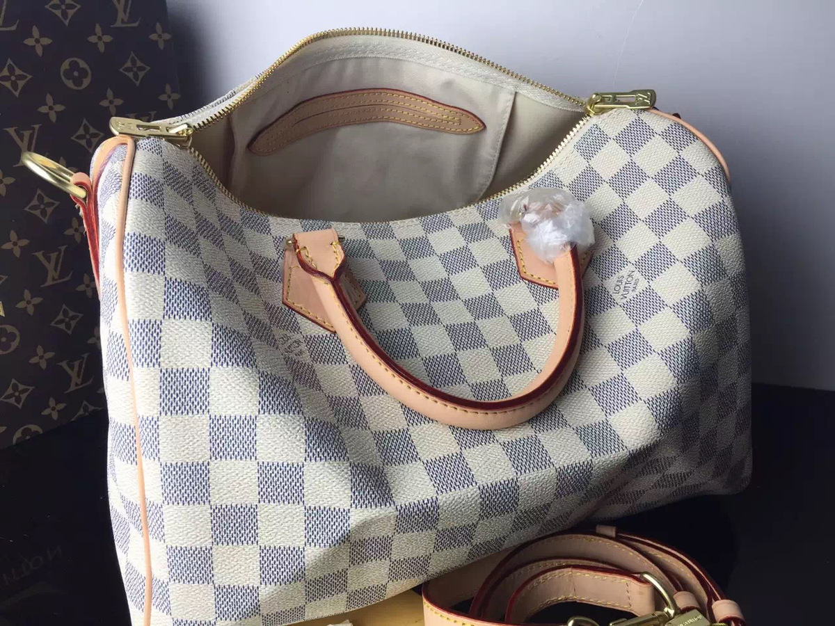 L0vis Vvtt0n Damier Azur Speedy 30cm With Shoulder Strap Bag N41001