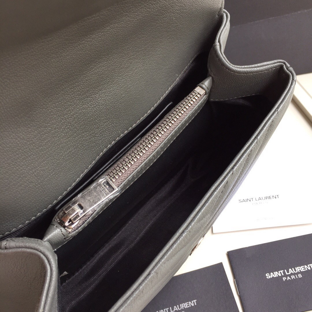 Y51 Monogram College Gray Medium Bag with Silver Hardware 24cm