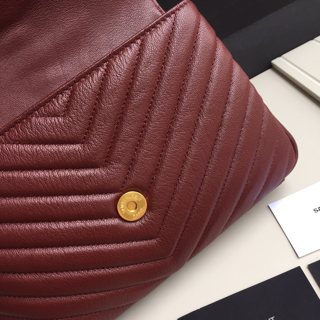 Y51 Monogram College burgundy Medium Bag with Gold Hardware 24cm