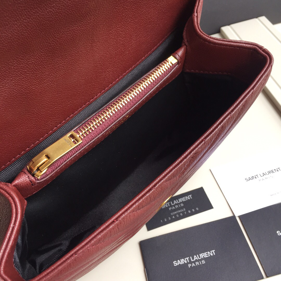 Y51 Monogram College burgundy Medium Bag with Gold Hardware 24cm