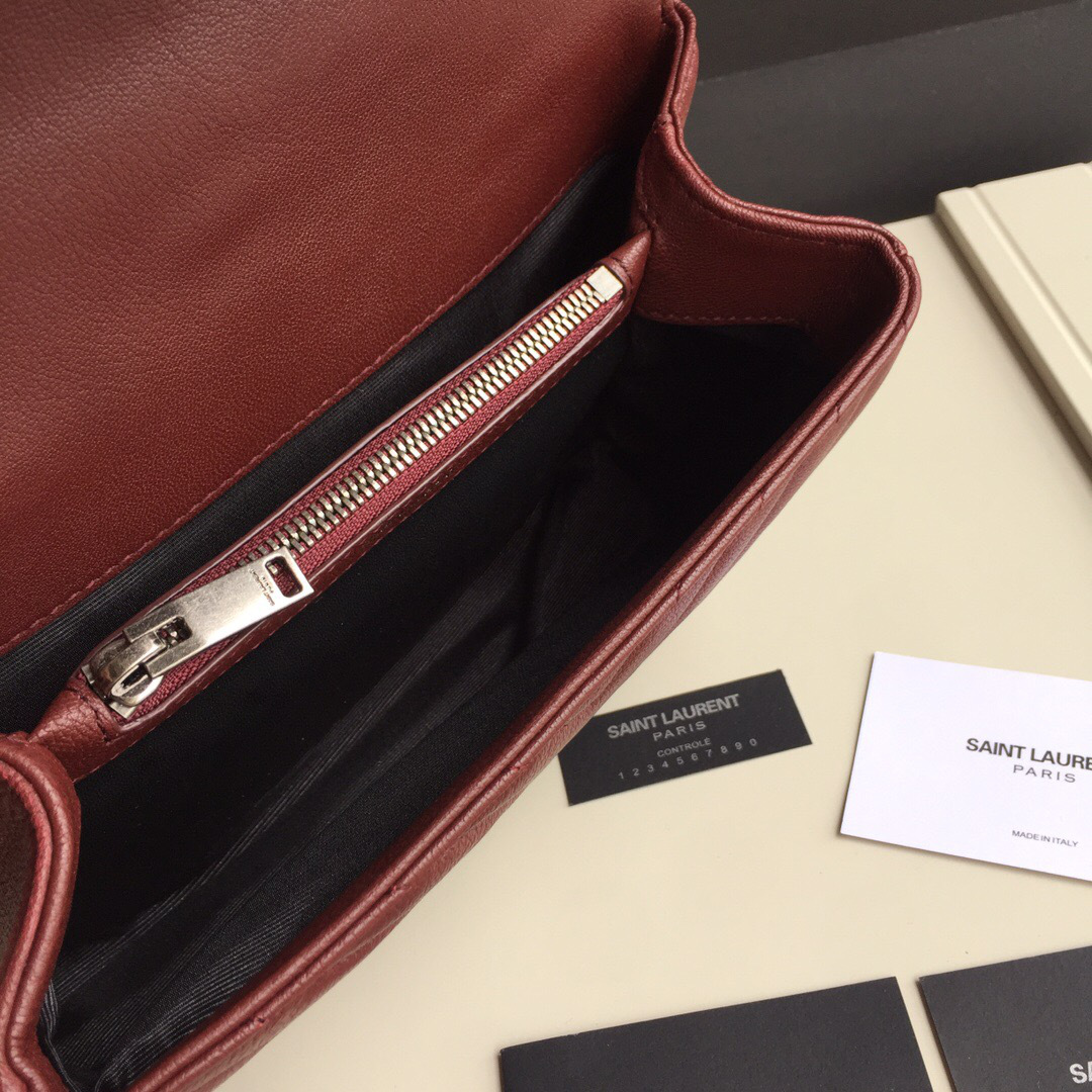 Y51 Monogram College burgundy Medium Bag with Silver Hardware 24cm