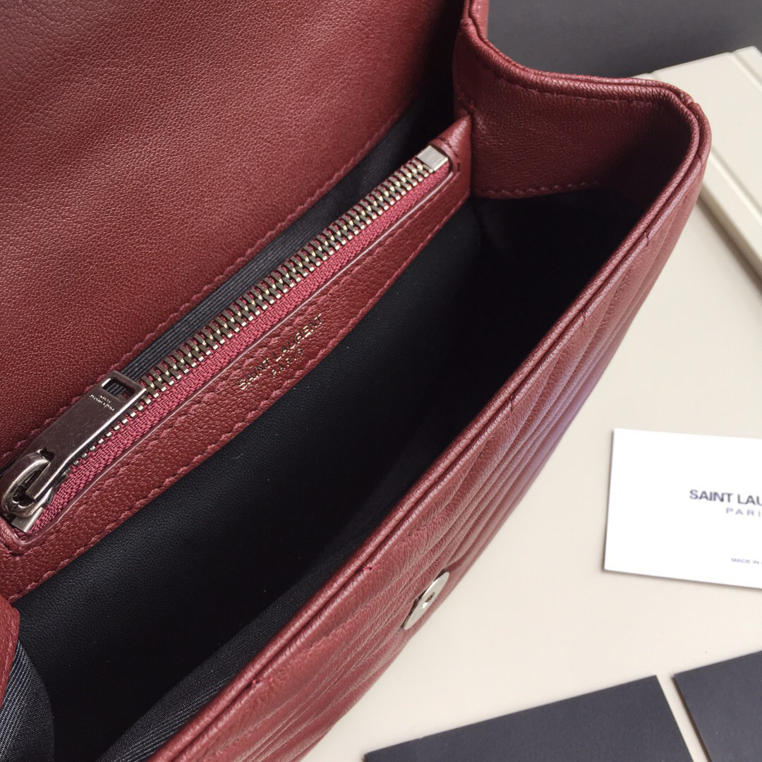 Y51 Monogram College burgundy Medium Bag with Silver Hardware 24cm