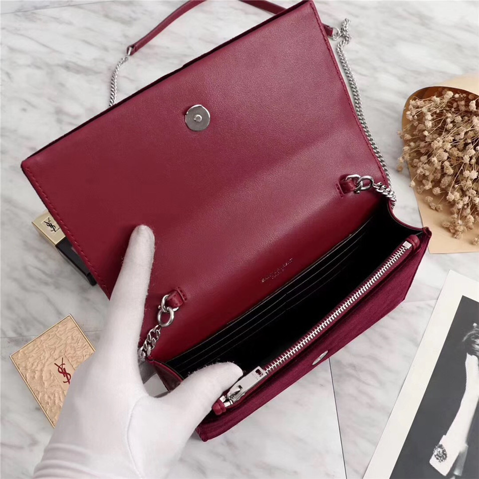Y51 Sa1nt Lau*nt in Red Bag with Gold Hardware