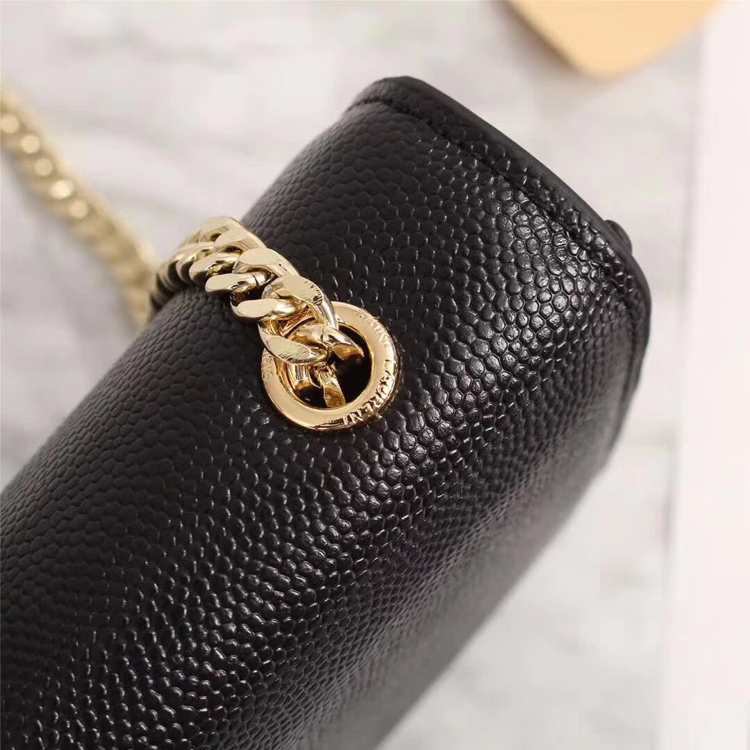 Y51 Monogram Leather With Metal Chain Shoulder Bag In Light Black 26571