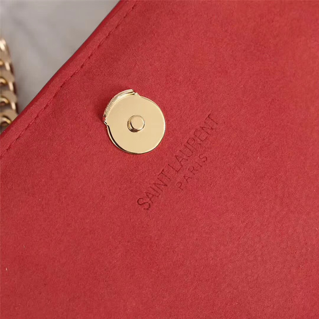 Y51 Monogram Leather With Metal Chain Shoulder Bag In Red 26571