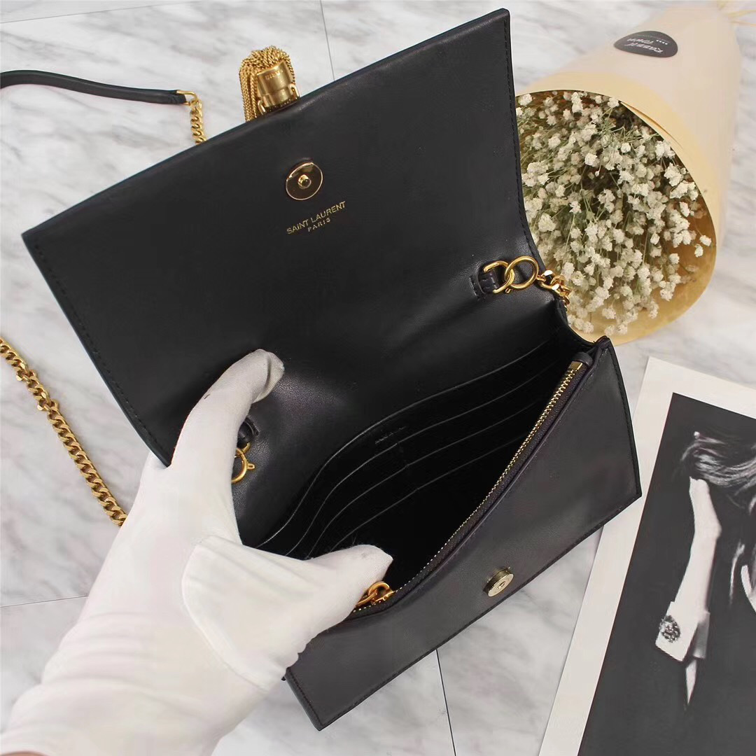 Y51 Classic Calfskin Mini Chain Bag in Black with Gold Hardware 26817