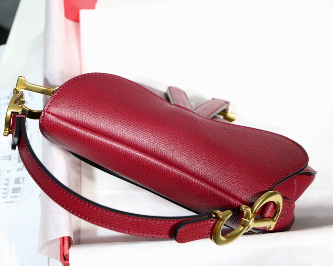 D10r Oblique Calfskin leather Saddle Small Bag in Wine Red