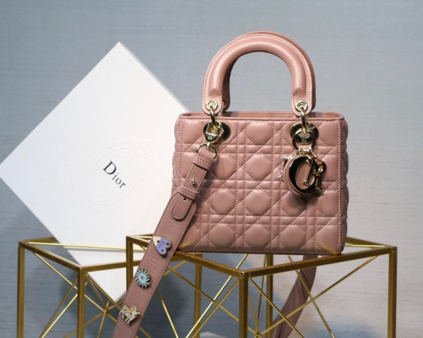 D10r Lady Lambskin Pink Handbag 20CM