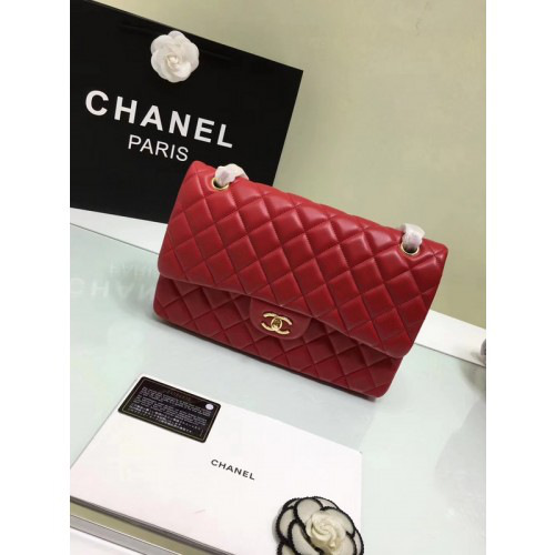 Ch**el Lambskin Flap Bag in Red 30cm with Silver or Gold Hardware