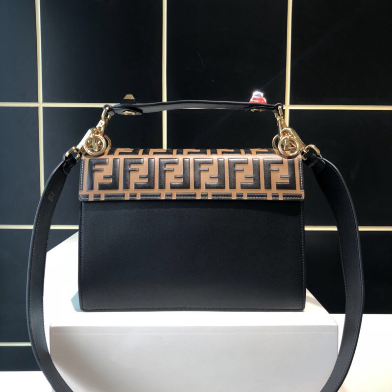 F**di Kan I Flip Leather Bag in Khaki
