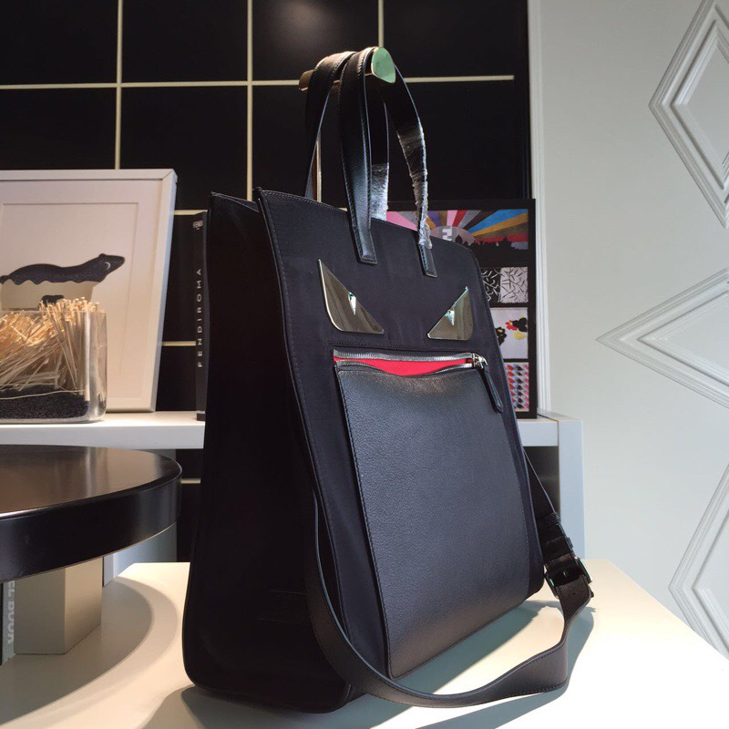 F**di Tote Montage Leather Handbag Black