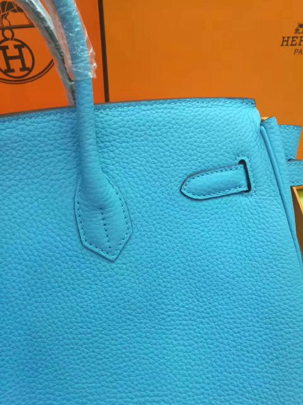 H**me5 original togo leather birkin 30cm bag in Sky Blue