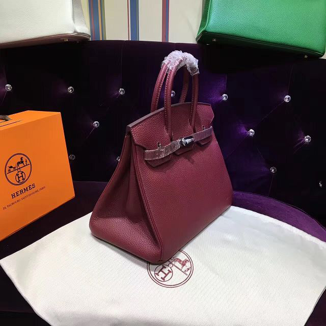 H**me5 original togo leather birkin 30cm bag in Burgundy