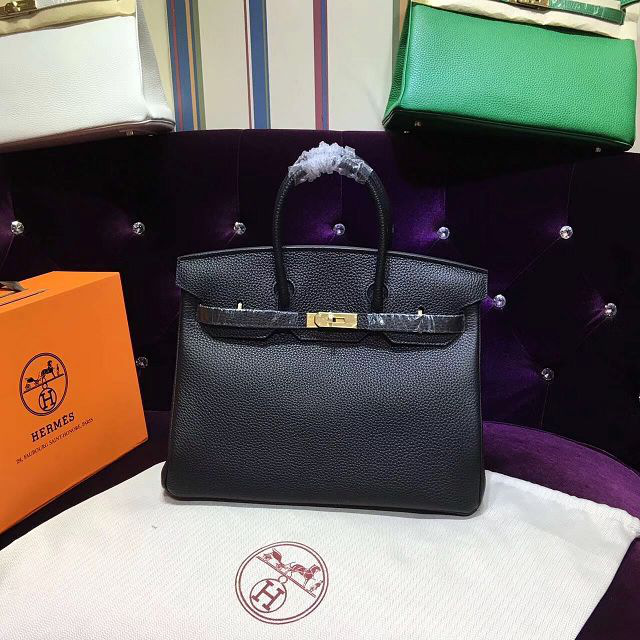 H**me5 original togo leather birkin 30cm bag in Black