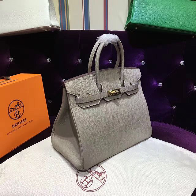 H**me5 original togo leather birkin 30cm bag in Light Gray