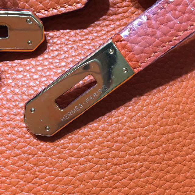 H**me5 original togo leather birkin 30cm bag in Orange