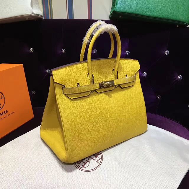 H**me5 original togo leather birkin 30cm bag in Yellow