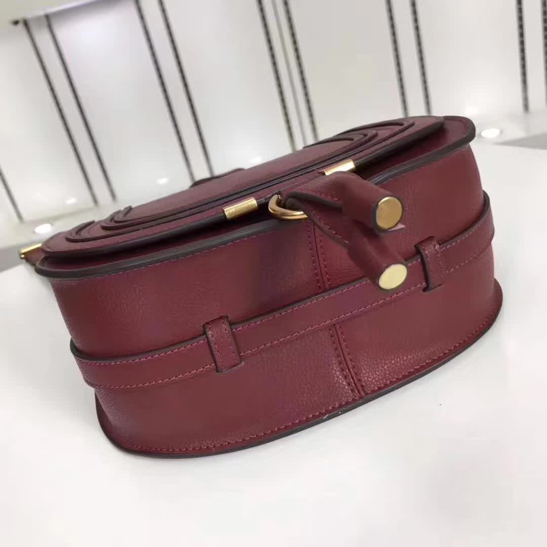 Chloe original calfskin crossbody saddle bag in Wine Red