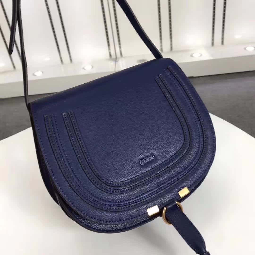 Chloe original calfskin crossbody saddle bag in Dark Blue