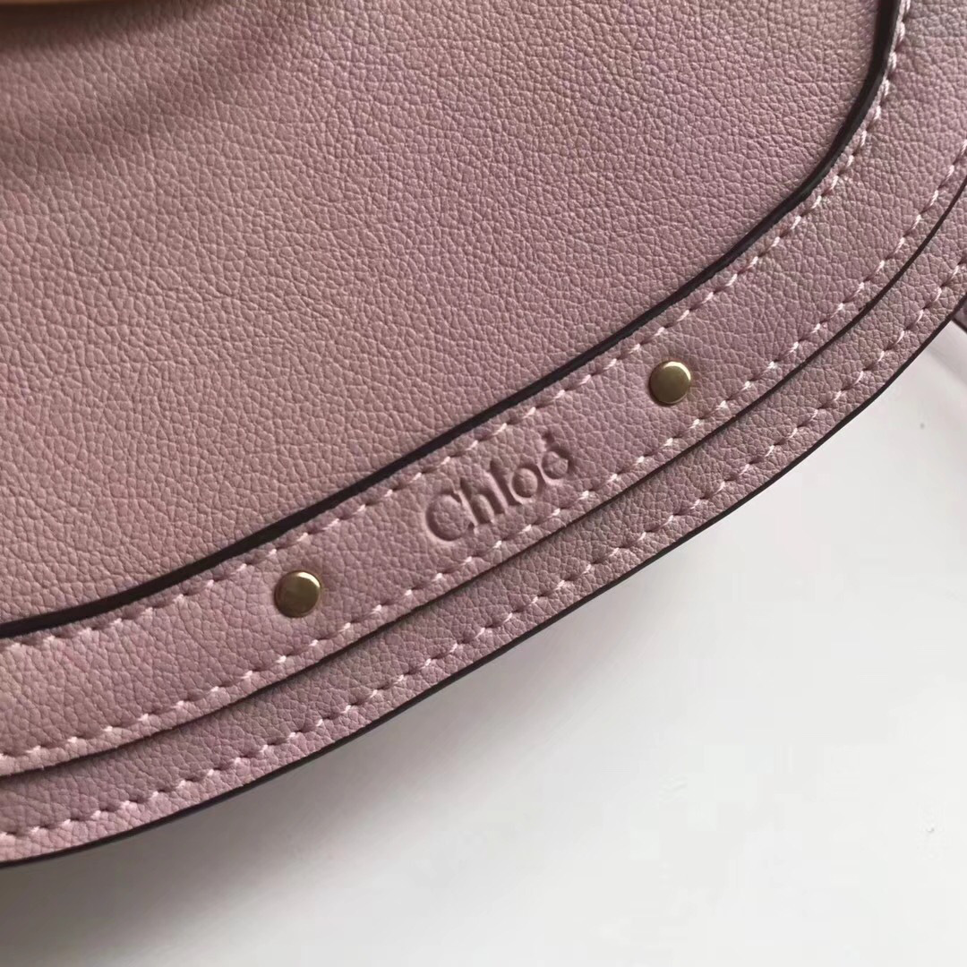 Chloe Medium Nile Bracelet Leather Crossbody Bag in Pink
